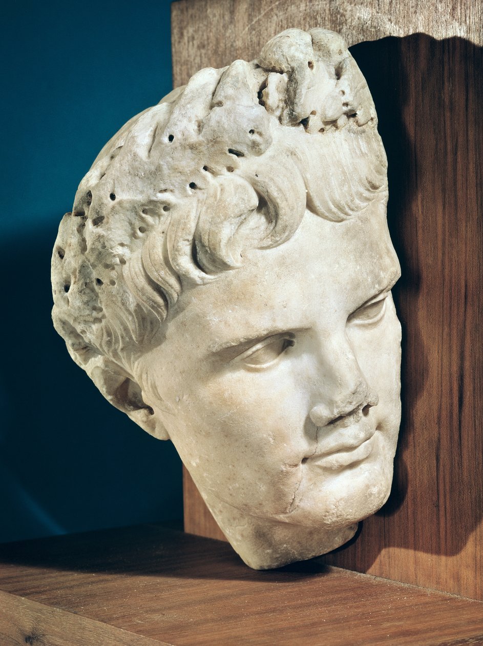 İmparator Augustus'un Başı (MÖ 63-14) MÖ 27-17 (mermer) by Roman