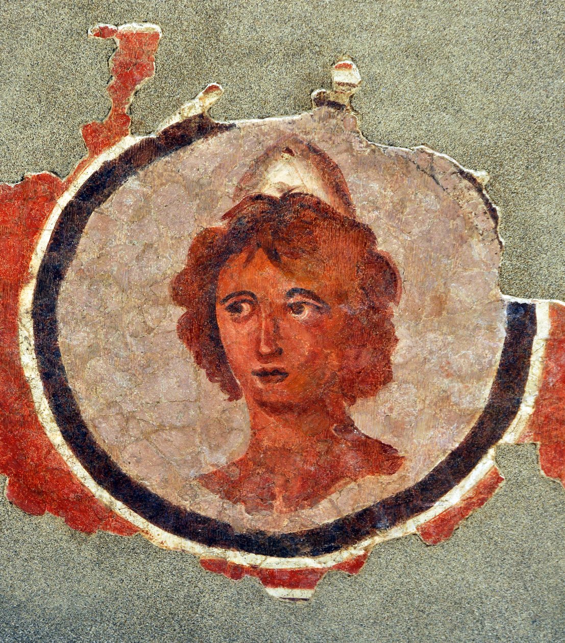 130-140 dolaylarında genç bir adamın başı (fresk) by Roman