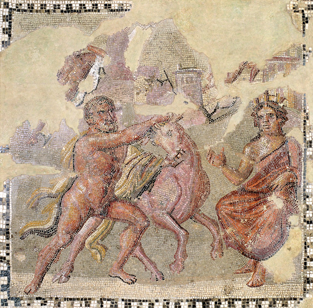 Girit Boğası ile Herakles, Ostia (mozaik) by Roman