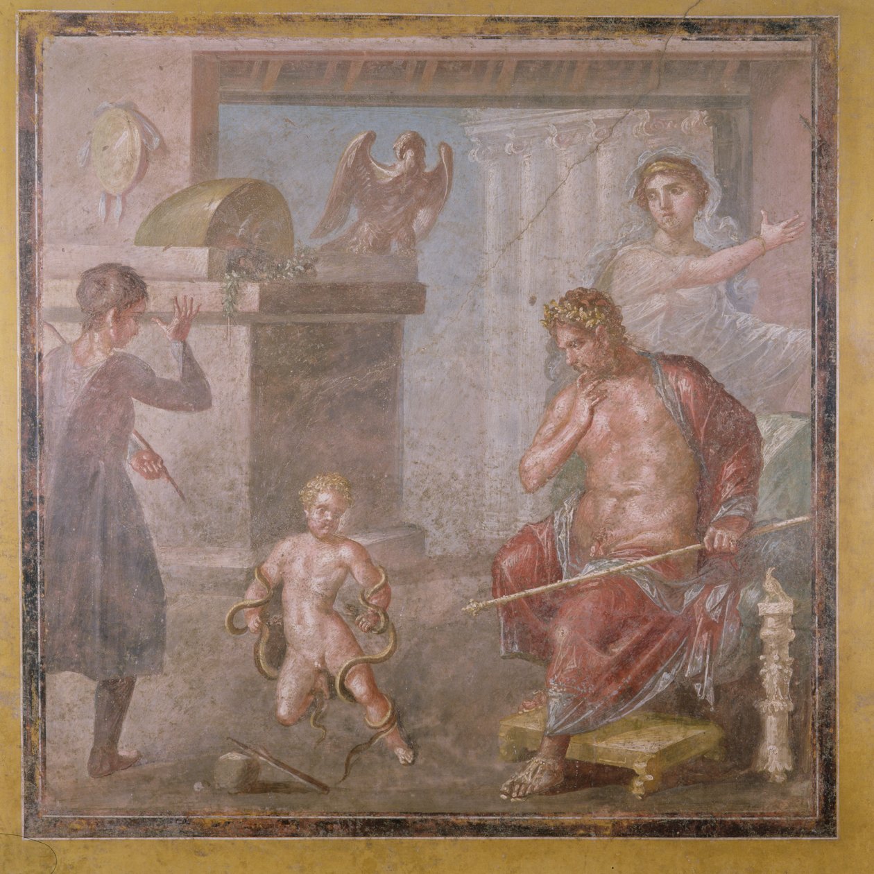 Çocukken yılanları boğan Herkül, Casa dei Vettii, MS 50-79 dolayları by Roman