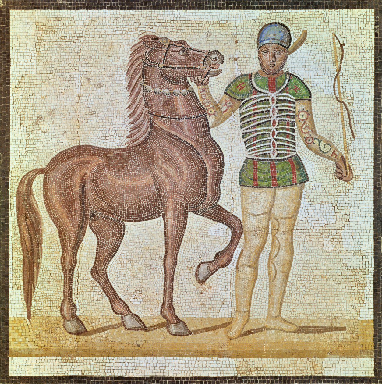 Yarış renklerinde at binicisi (mozaik) by Roman