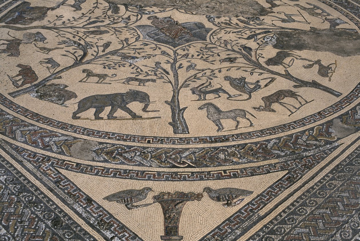 Orpheus Evi, Orpheus vahşi hayvanlarla çevrili, detay (mozaik) by Roman