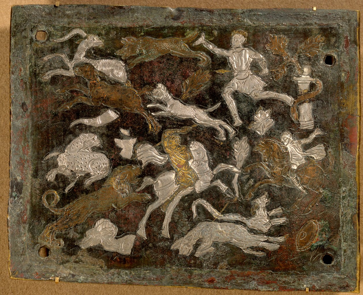 Kakma plaka: bronz av sahneleri ve MS 350-400, antik Roma