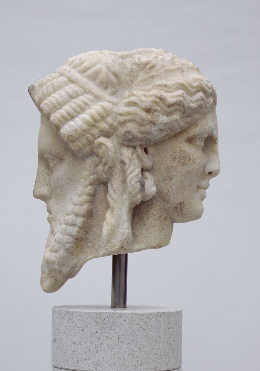 Janiform kafa, muhtemelen Dionysos ve Apollon, MS 30-50 (mermer) by Roman