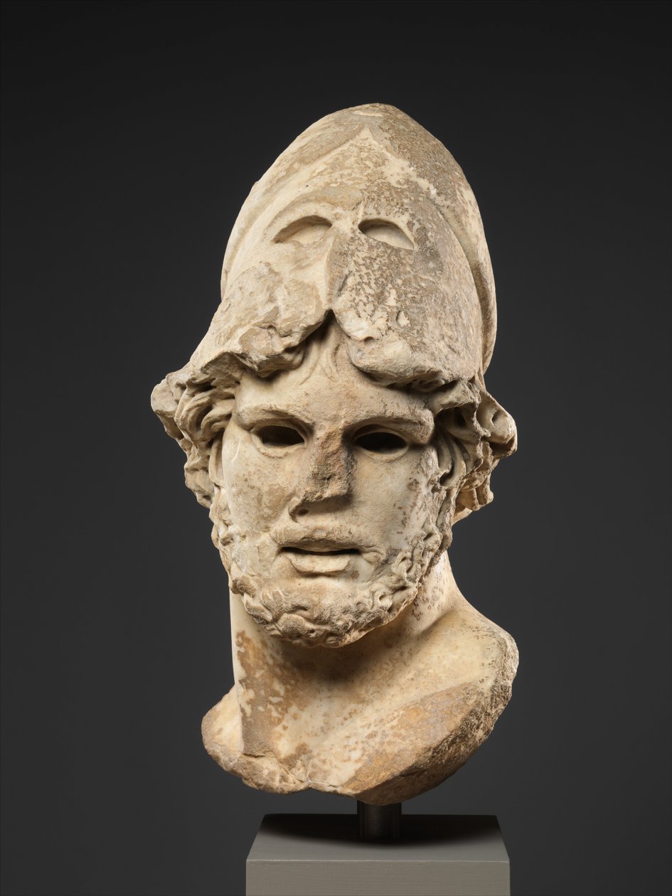 Bir Yunan generalin mermer başı, MS 100 dolayları (mermer, pentelik) by Roman