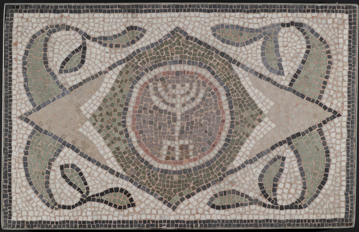 Menora Mozaiği, MS 6. yüzyıl (taş ve harç) by Roman