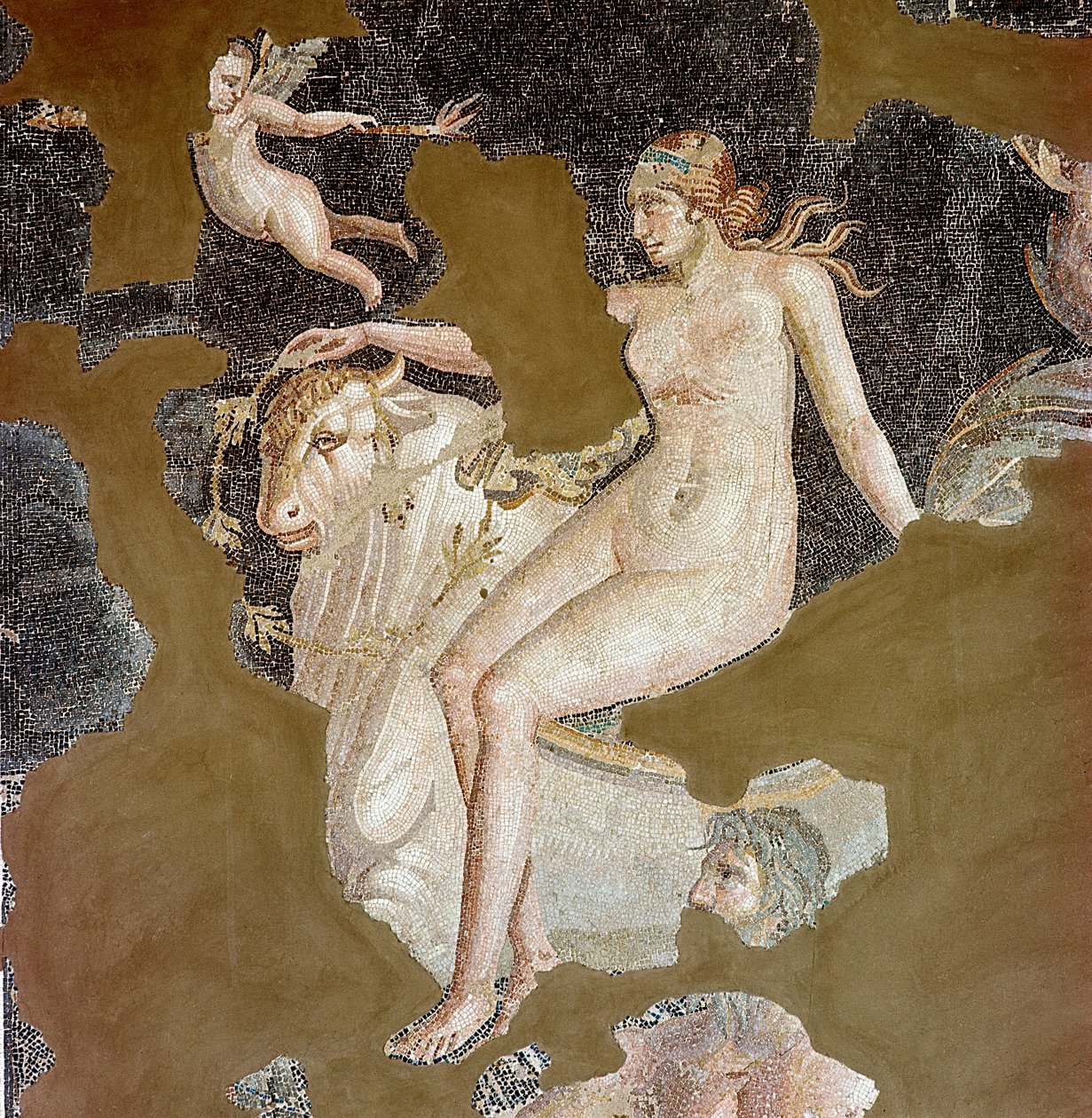 Bir deniz boğası üzerinde Nereid (mozaik by Roman