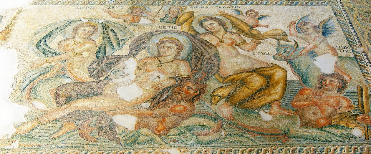 Nereides ve Bythos, Aion Evi, Baf, Kıbrıs (mozaik) by Roman