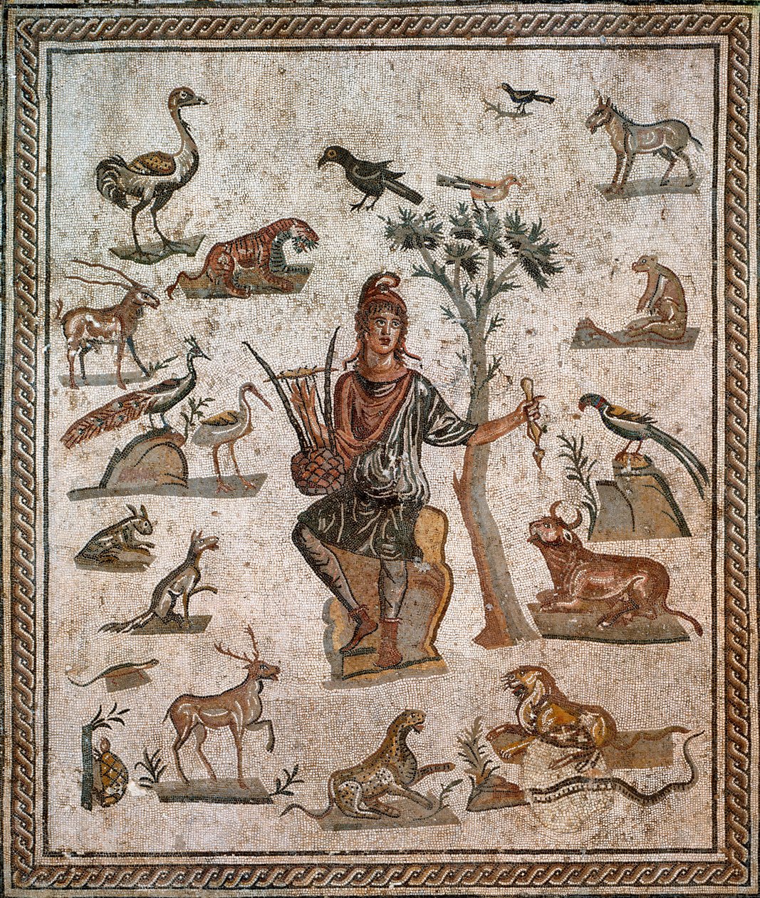 Hayvanlarla çevrili Orpheus, 2. yüzyıl by Roman