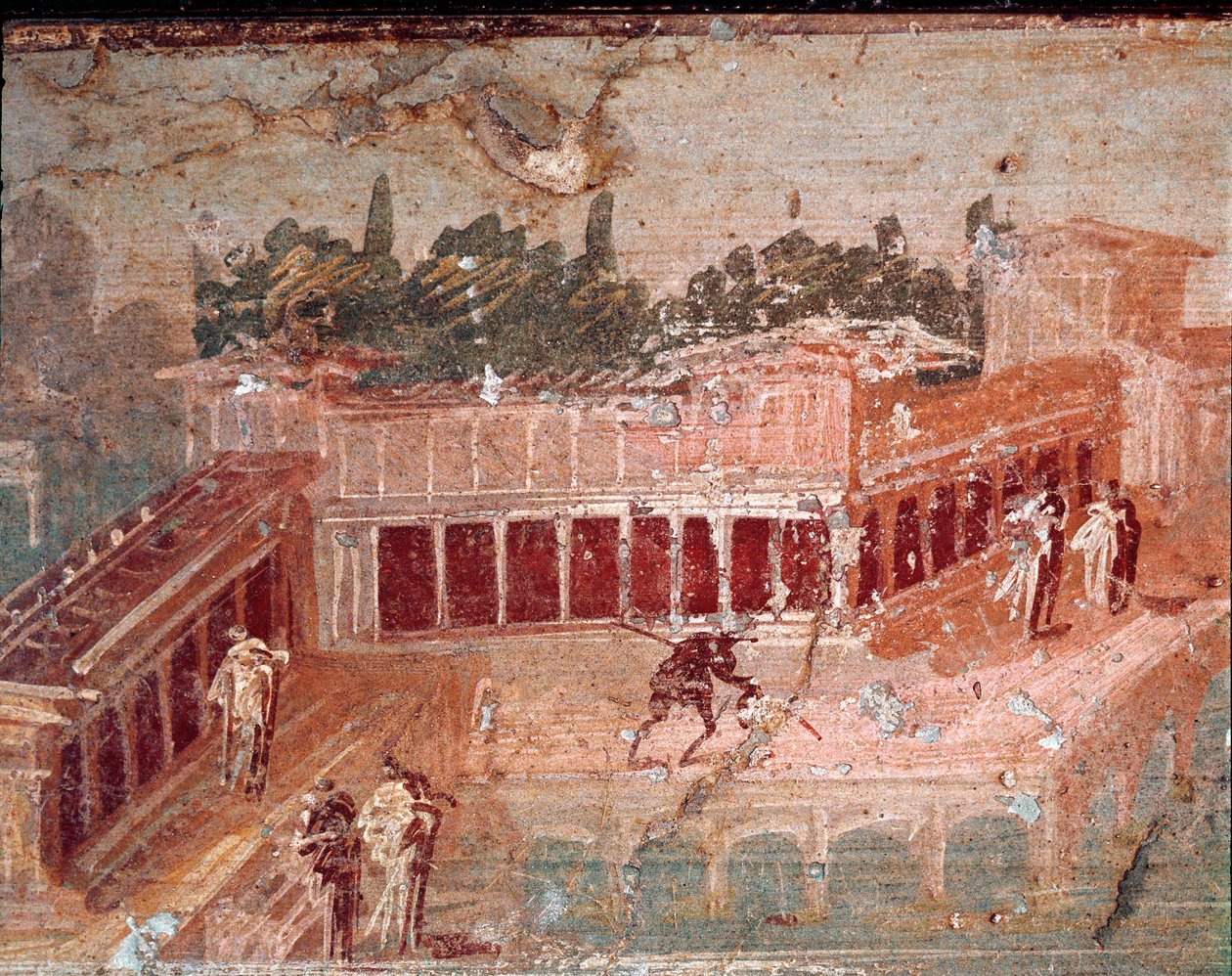 Pan müzisyeni, periler arasında detay (fresk by Roman
