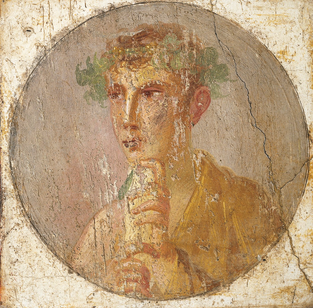 Bir papirüs parşömeni tutan genç bir adamın portresi, MS 55-79 (fresk) by Roman