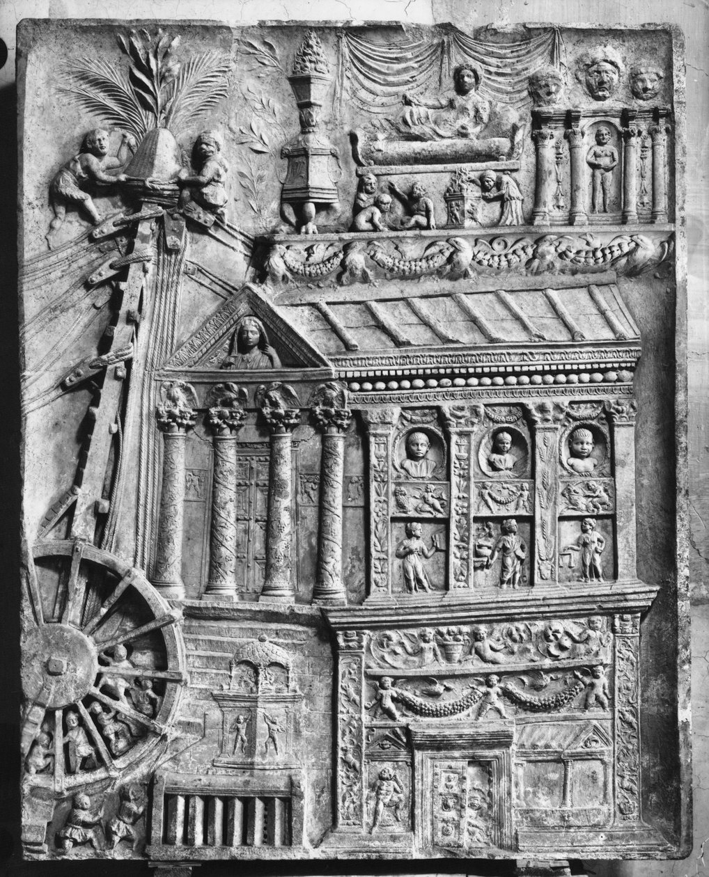 Bir vinci betimleyen kabartma, MS 01. yüzyıl sonu (taş) (s/b fotoğraf) by Roman