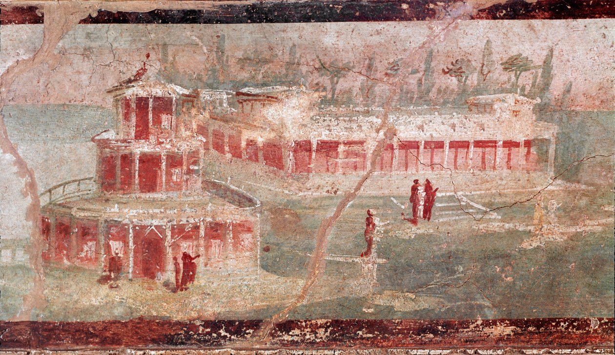 Portikolu nehir manzarası, detay (fresk by Roman