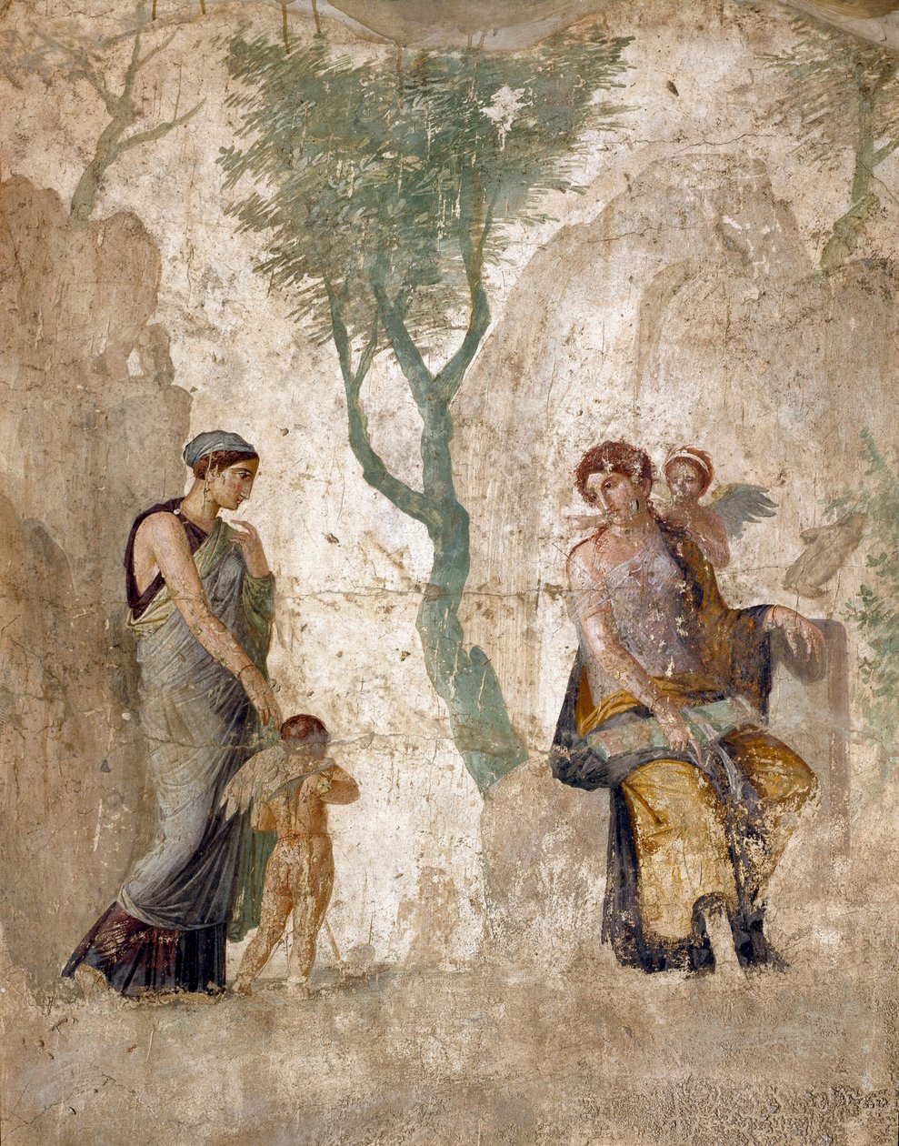 Roma Sanatı: “” Eros, Afrodit'in huzurunda cezalandırıldı””” Pompei'den fresk, casa dell'amor punito. 1. yüzyıl. Napoli, Museo Archeologico Nazionale - Roma sanatı: Afrodit'in huzurunda cezalandırılan Eros. House of Love Punished, Pompeii&# by Roman