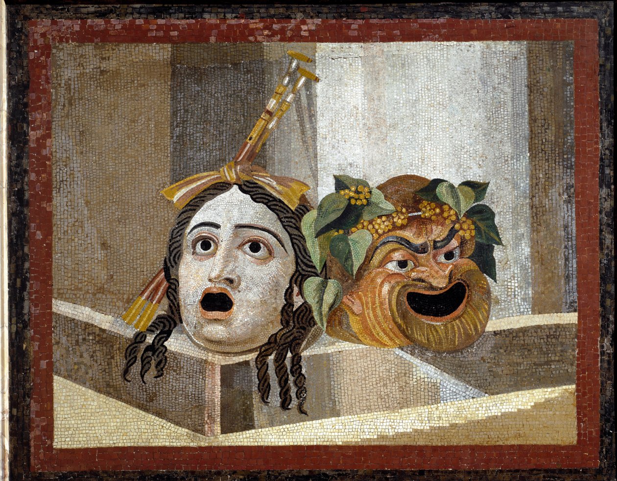 Roma Tiyatrosu Maskeleri - Roma Mozaiği, 2d cent. AD, Aventine