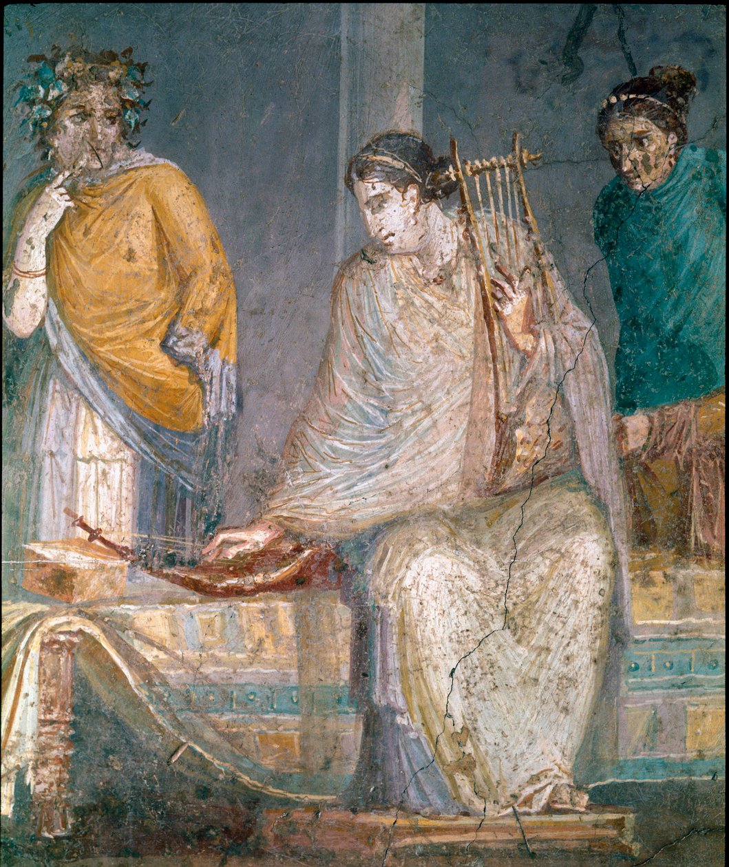 Roma sanatı: bir cythared. Napoli yakınlarındaki Castellammare di Stabia bölgesinden fresk. MS 1. yüzyıl (fresk) by Roman
