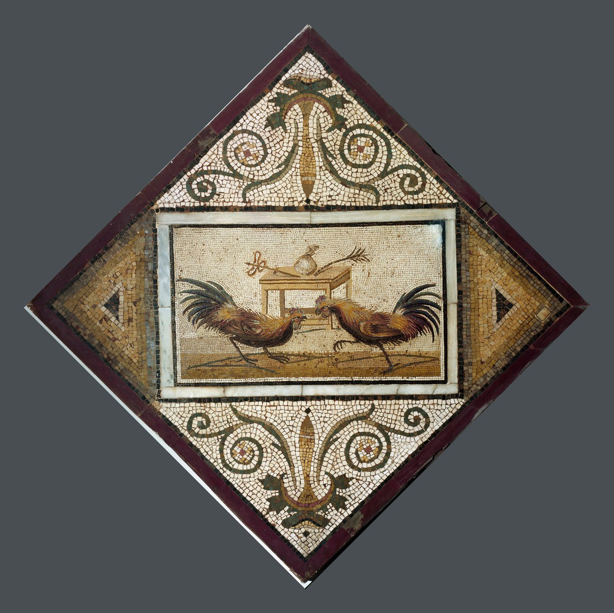 Roma sanatı: horoz dövüşü. Pompeii