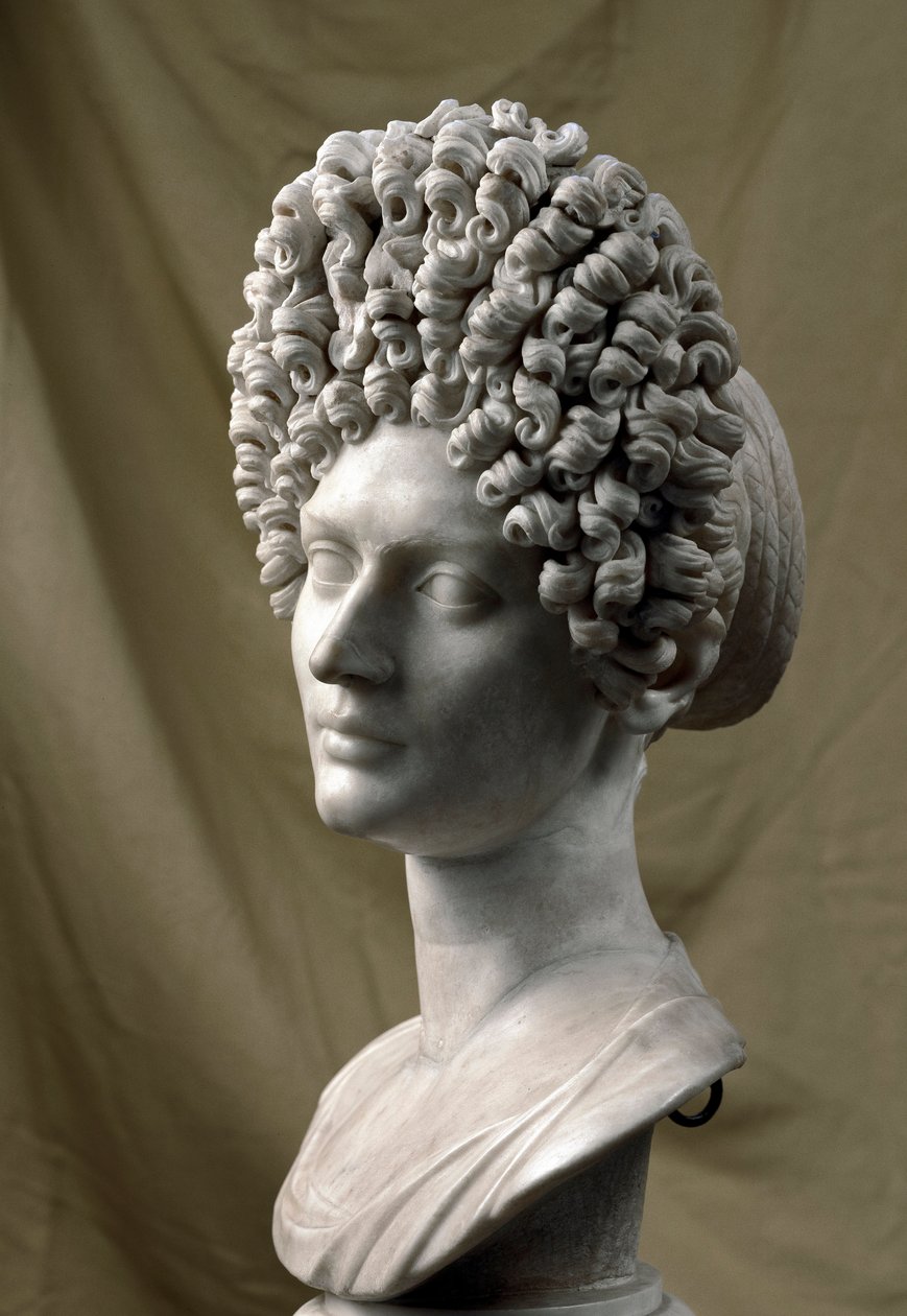Roma sanatı: Flavius döneminden bir hanımın portresi. 80-100 AD. Mermer heykel. karartmak 38 cm. Roma, Musei Capitolini by Roman