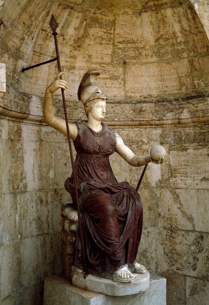 Roma sanatı: “” Evreni elinde kaldıran tanrıça Roma”” MS 1. yüzyıl heykeli. Roma, Campidoglio by Roman