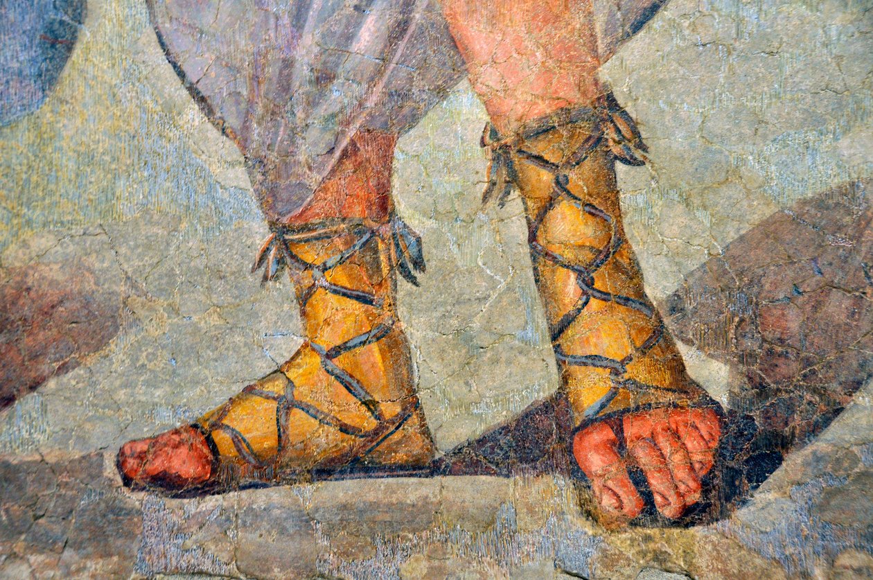 Bağcıklı Roma ayakkabısı. Detay. 2. yüzyılın sonu - 3. yüzyılın başı (fresk) by Roman