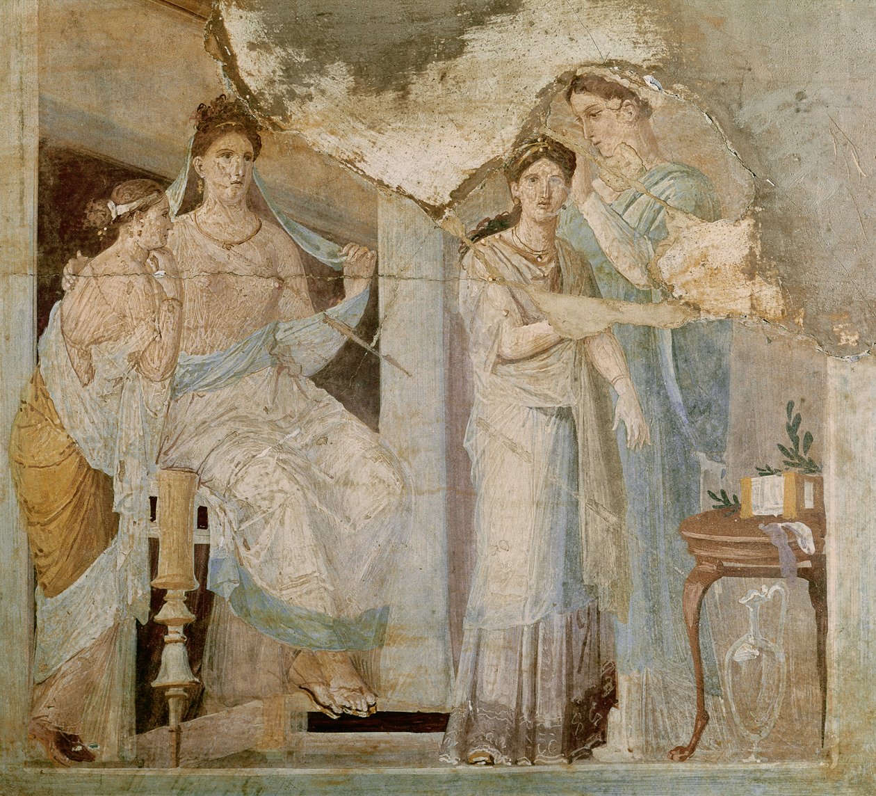 Bir Kızın Saçını Taran Köle, Herculaneum, Üçüncü Stil (fresk) by Roman