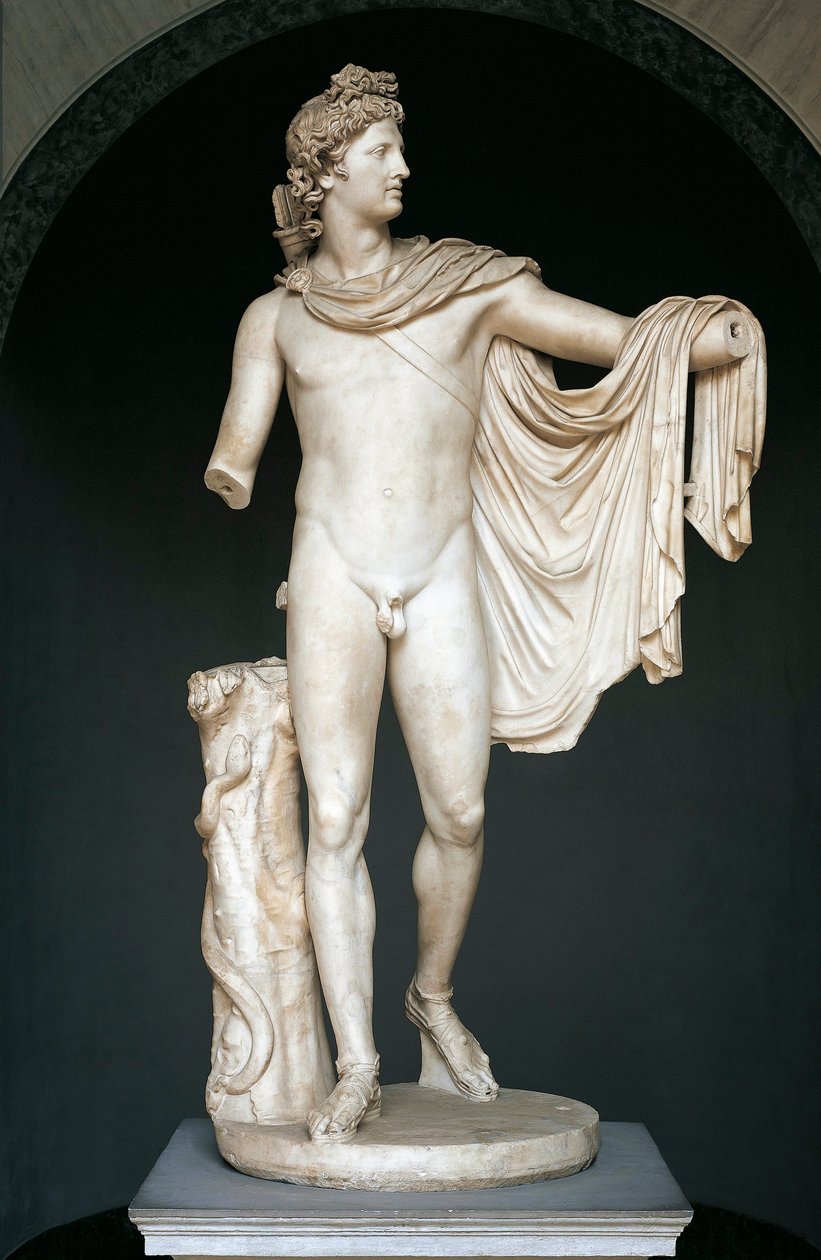 Apollo Belvedere olarak bilinen heykel, MÖ 4. yüzyıla ait Yunan bronz orijinalinden sonra kopyalanmıştır. (mermer) by Roman