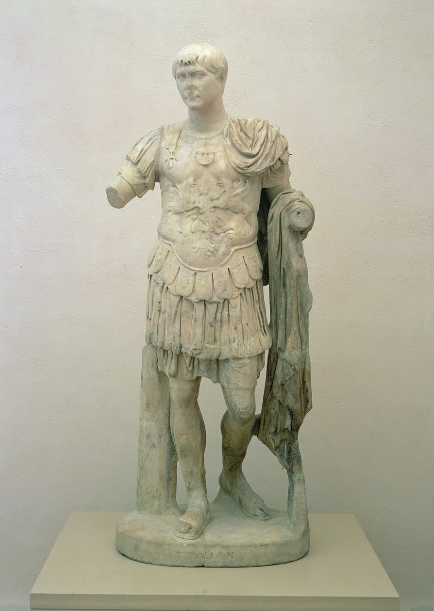 İmparator Trajan Heykeli (c.53-117) Antoninler Dönemi, MS 120 civarı (Pentelik mermer) by Roman