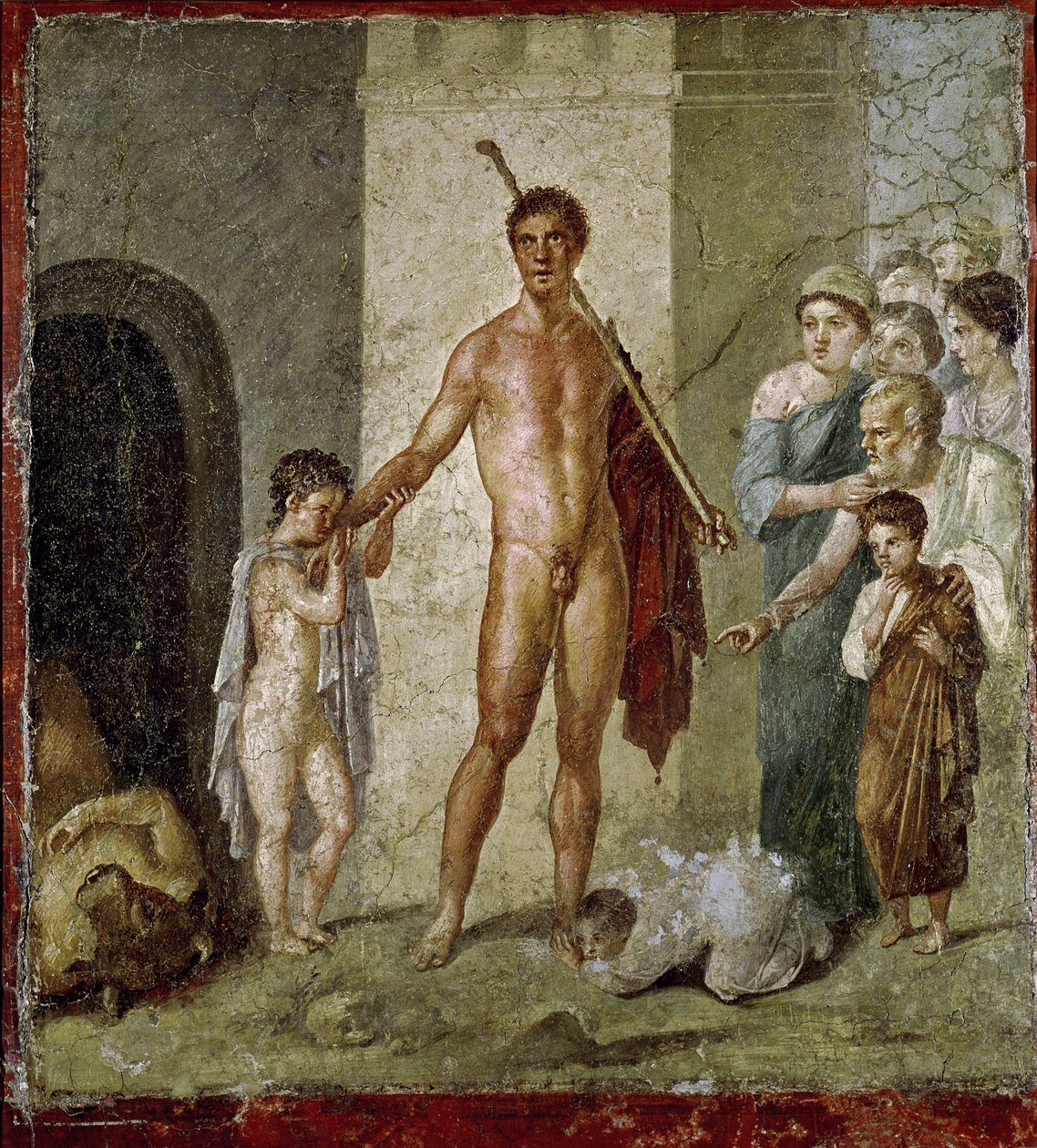Theseus, çocukları Minotaur'dan, Gavius Rufus'un Evi'nden kurtarıyor, Pompeii, 4. Pompeian stili, MS 50-79 dolayları by Roman