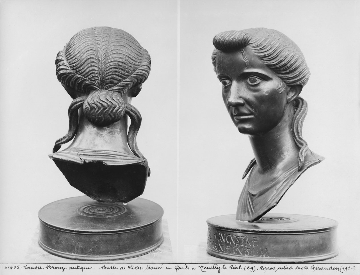 Bir Livia büstünün iki görünümü (MÖ 58-MS 29) (bronz) (s/b fotoğraf) by Roman