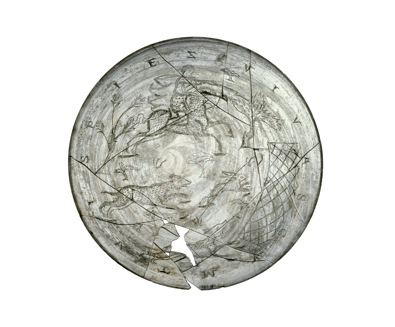 Wint Hill Bowl, bir av sahnesi ile kazınmış, muhtemelen Rheinland, Roma, 4. yüzyıldan (cam) by Roman
