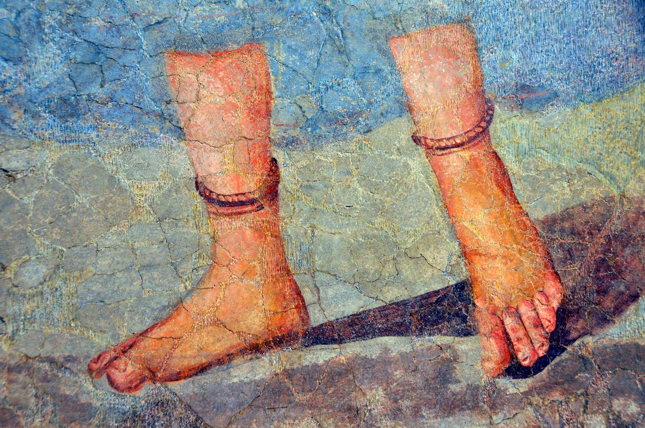 Halhal Takan Kadın Bacakları, 2. Yüzyıl Sonu - 3. Yüzyıl Başı (Fresco) by Roman