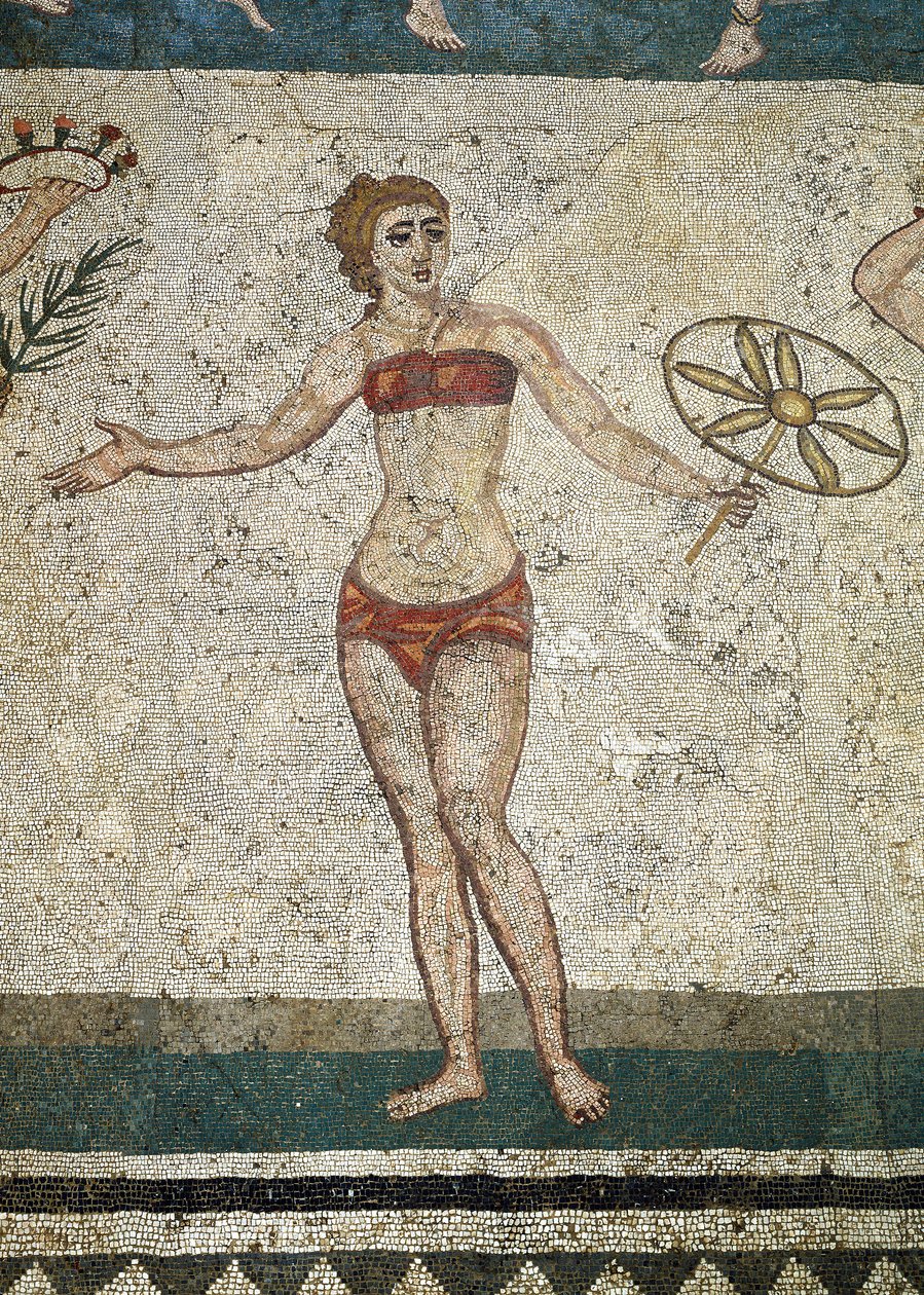 Genç Roman fiziksel egzersizler yaptı. (Mozaik detayı, MS 315-350) by Roman