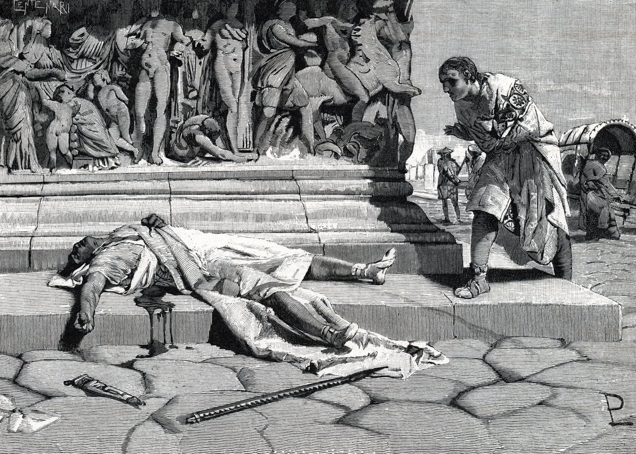 Via Appia a Roma'da bulunan Publius Clodius Pulcher'in (MÖ 92-52) cesedi (gravür) by Roman