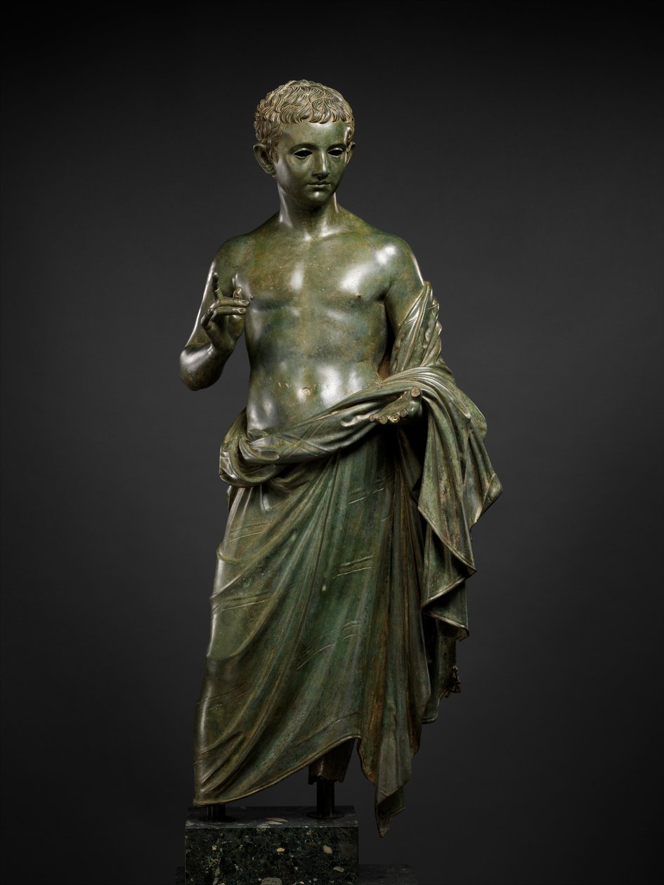 Aristokrat bir çocuğun bronz heykeli, MÖ 27-14 MS (bronz) by Roman Imperial Period