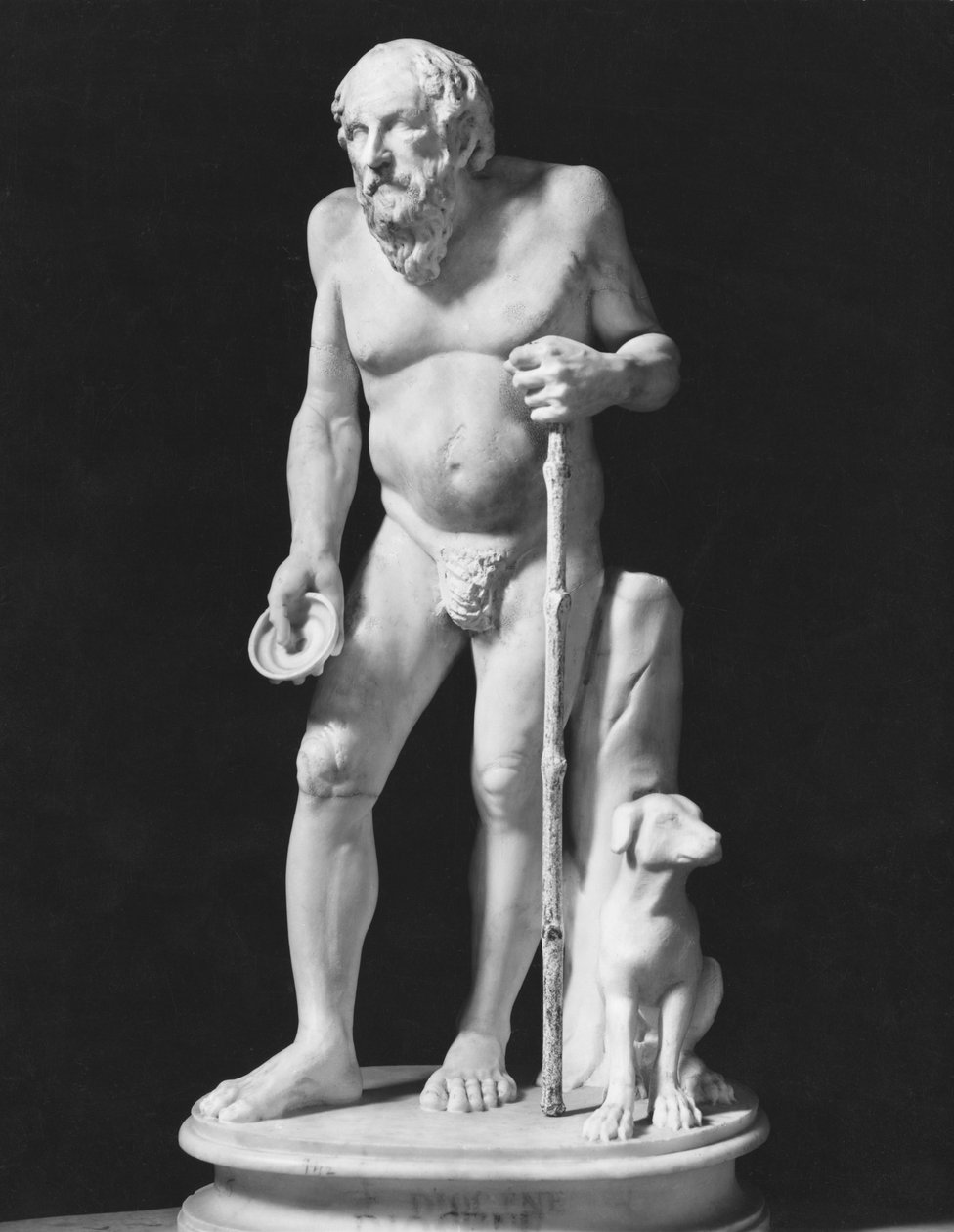 Diogenes sadaka istiyor, Yüksek İmparatorluk Dönemi (MÖ 27-395) (mermer) (s/b fotoğraf) by Roman Imperial Period