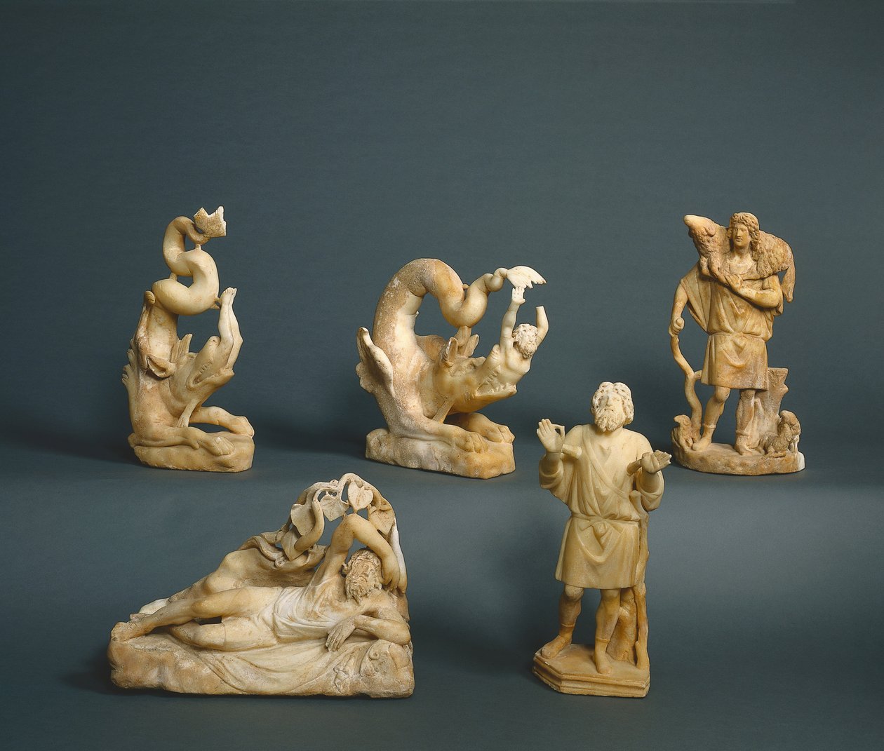 Jonah Yutuldu, Jonah Cast Up, Jonah Under the Gourd Vine, Jonah Praying, 280-290 (mermer) by Roman Imperial Period