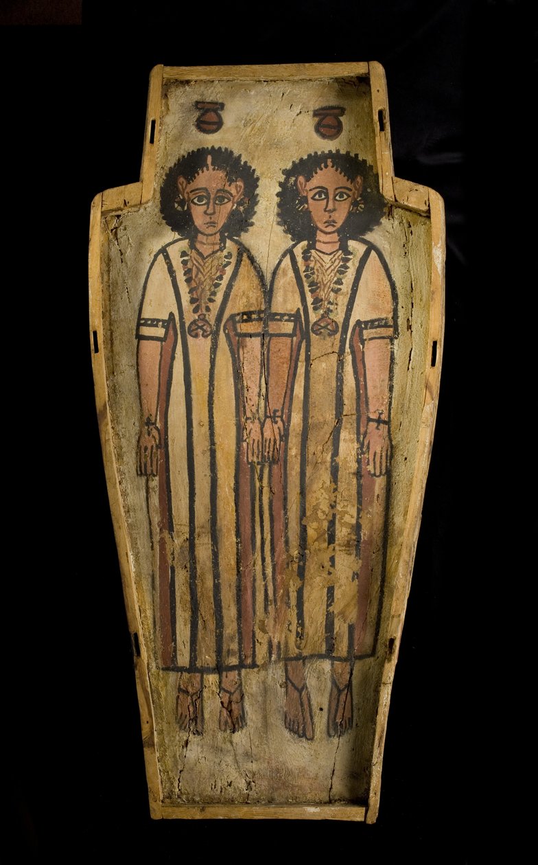 Antropoid tabutun kaidesi, Yukarı Mısır, Teb, Geç Roma Dönemi, MS 175-200 arası (sıvalı ve boyalı ahşap) by Roman Period Egyptian