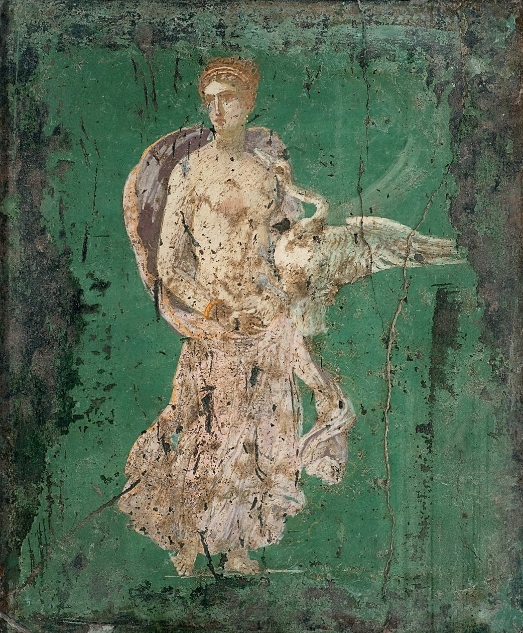 Leda ve Kuğu, 1.H. 1. yüzyıl. AD. by Roman Pompeian wall painting.