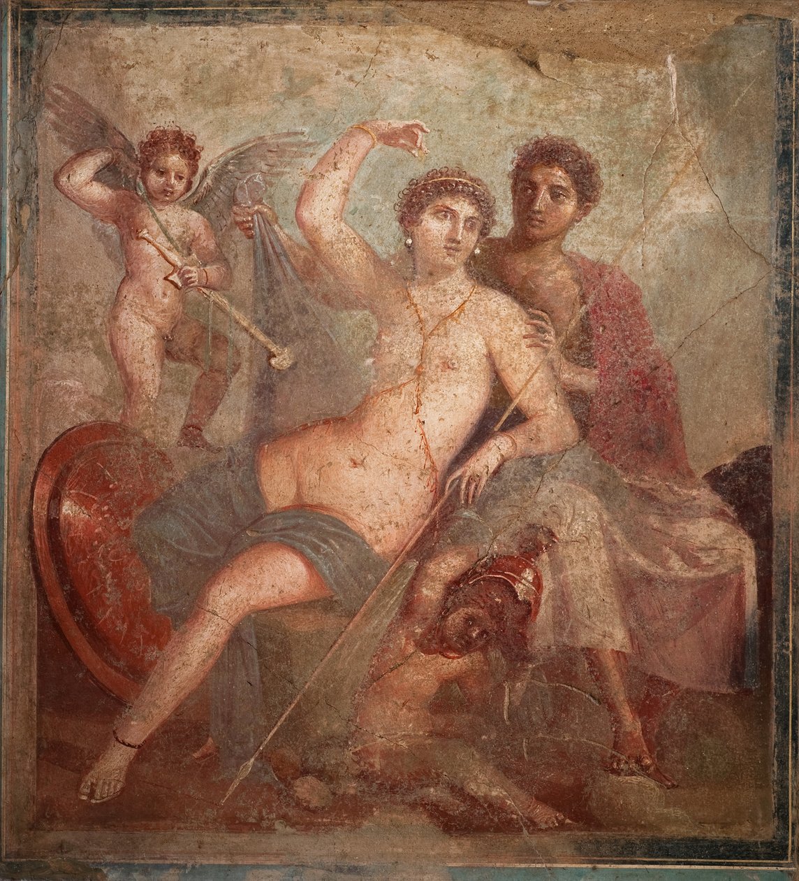 Mars ve Venüs, 1. H. 1. yüzyıl. AD. by Roman Pompeian wall painting.