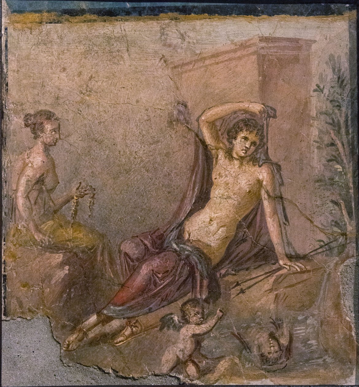 Narcissus, Echo ve Eros, 1.H. 1. yüzyıl. AD. by Roman Pompeian wall painting.