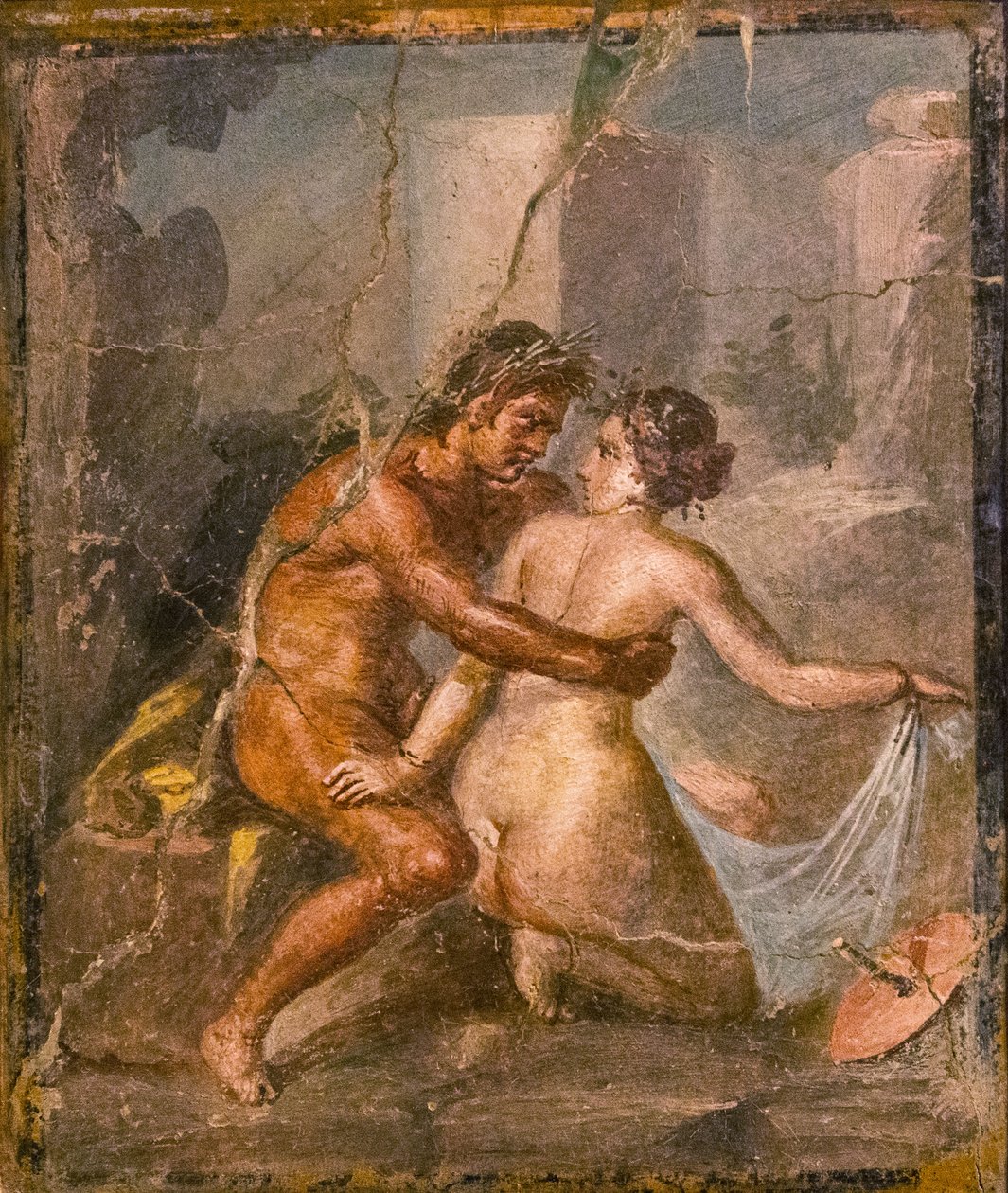 Satyr ve Perisi, 1.H. 1. yüzyıl. AD. by Roman Pompeian wall painting.