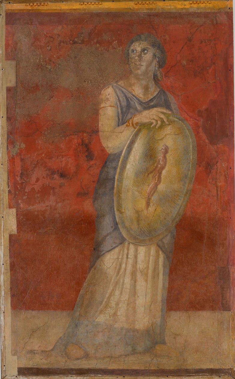 Kalkan tutan ayakta duran kadın, MÖ 50-40 civarı. by Roman Republican Period