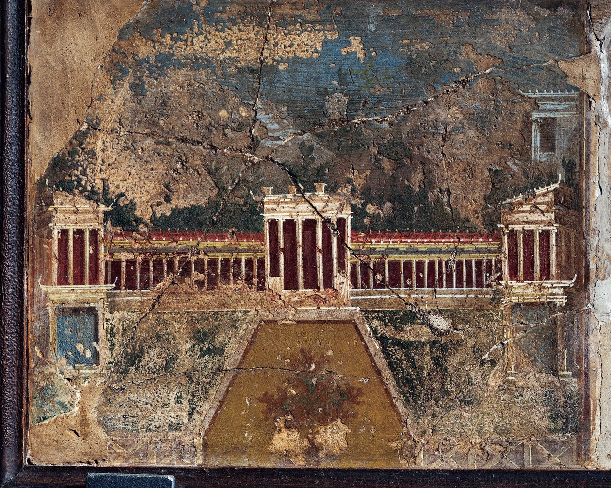 Pompeii'den arkitektonik temalı antik Roma freski by Roman Roman