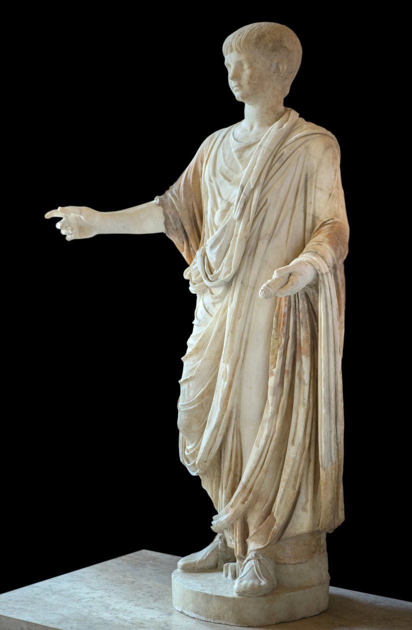 Art Rome Çocuk toga giymiş ve balonu (bulla) giymiş, kafası Nero çocuğunun başıdır. by Roman Roman