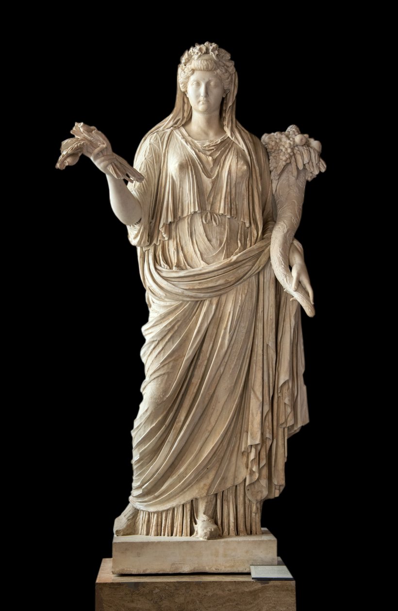 Art Rome Ceres (MÖ 58 - MS 29) mermerinde Figürlü İmparatoriçe Livia