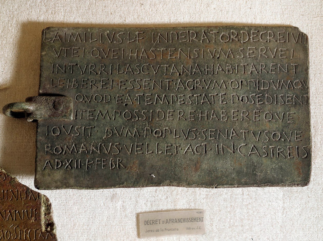 Bronz plaka üzerinde Latince posta ücreti Kararnamesi: 21 Ocak