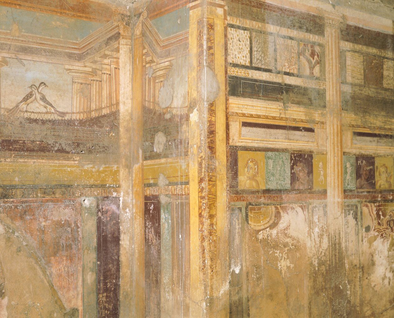 Fresk detayı, duvar süslemelerinin bir parçası, Labirent Evi, Pompeii, Campania, Roma Uygarlığı by Roman Roman