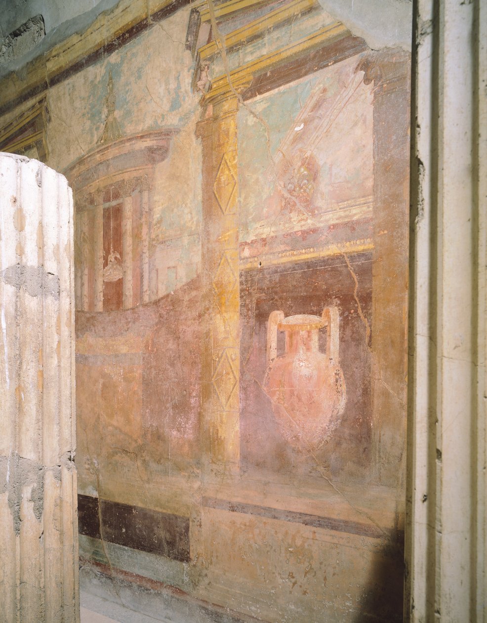 Triclinium salonundaki fresklerin ayrıntıları, Labirent Evi, Pompeii, Campania, Roma Uygarlığı by Roman Roman
