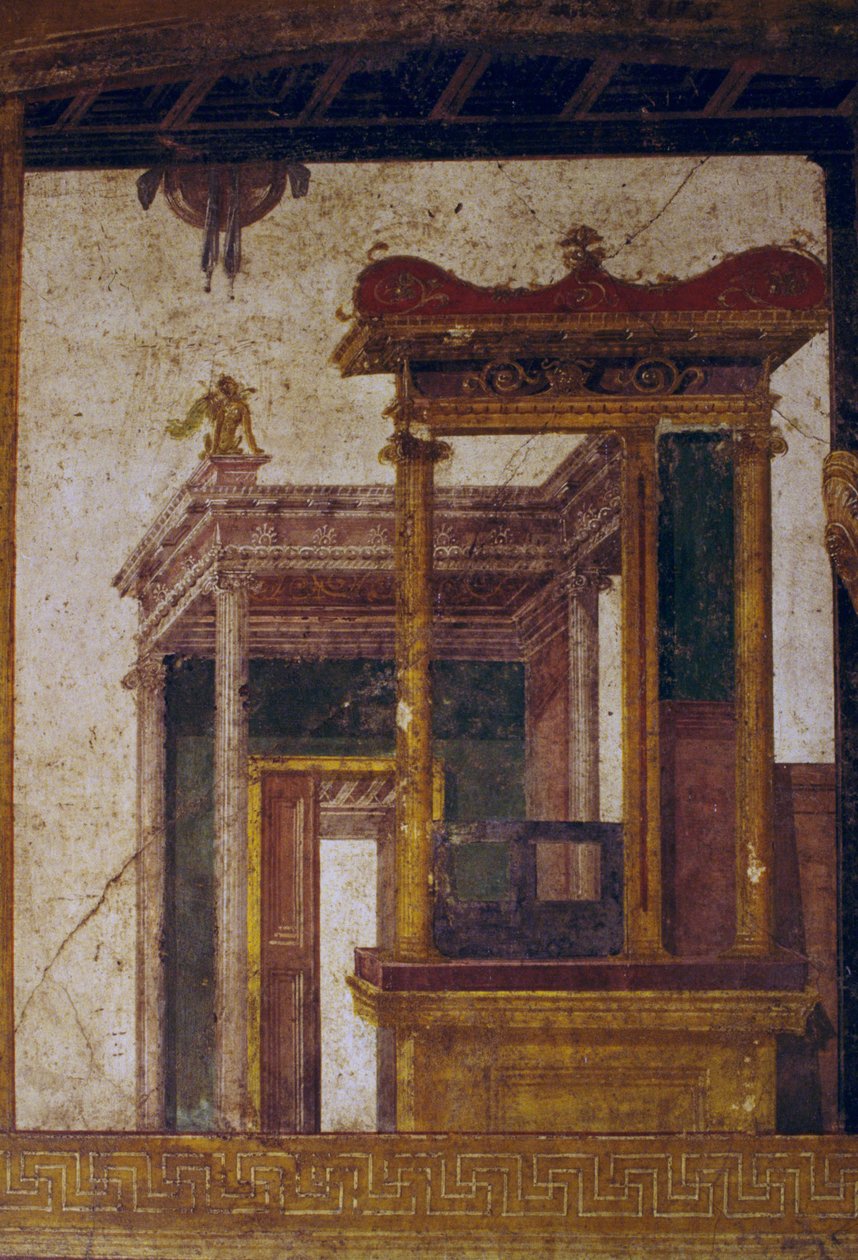 Fantastik mimariler, House of Vettii, Pompeii'deki oecus'tan fresk (UNESCO Dünya Mirası Listesi) by Roman Roman