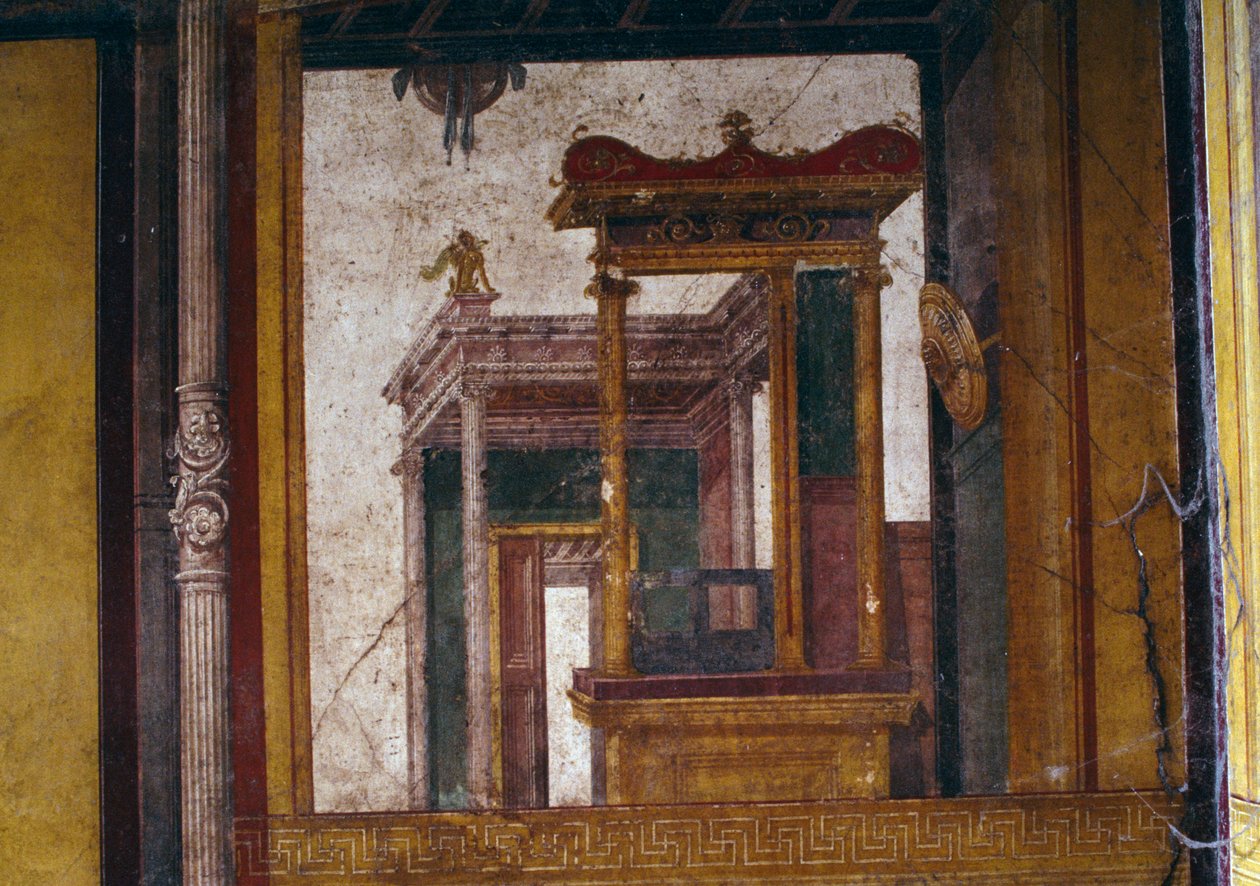 Fantastik mimariler, Pompeii Vettii Evi'ndeki oecus'tan fresk (UNESCO Dünya Mirası Listesi) by Roman Roman